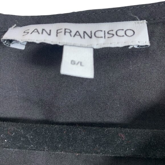 simple  cotton short sleeve black dress elastic wait sz LG San Francisco - Picture 3 of 16